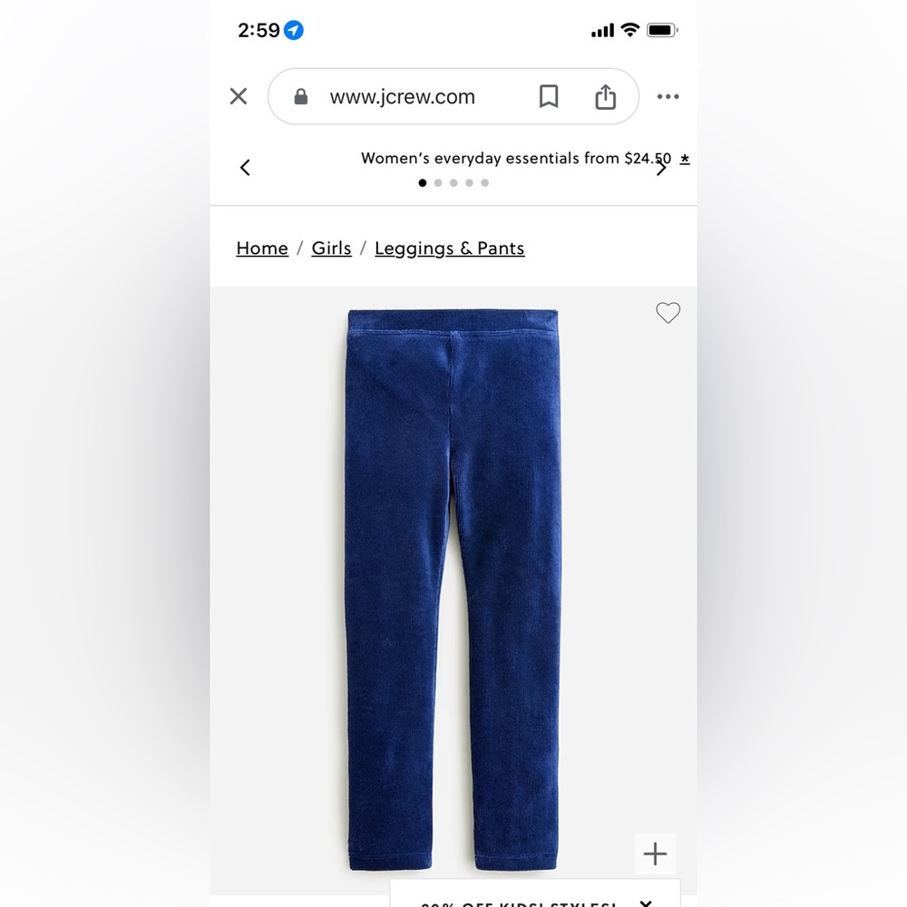 NWT J.Crew Crewcuts Girls Stretch Cozy Cord Leggings Size 8